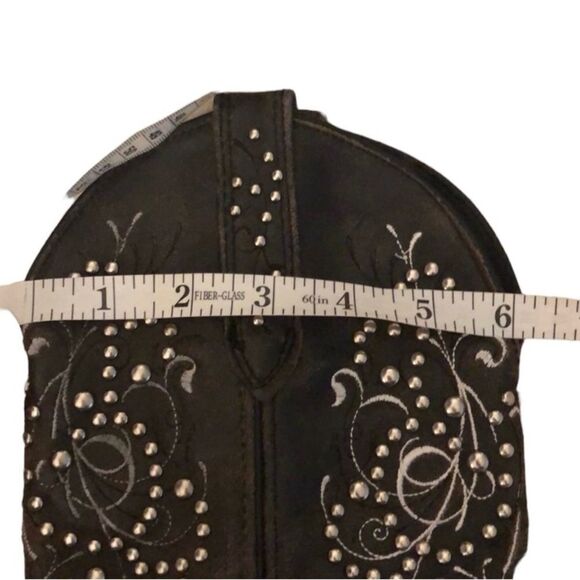 Womens Rocking Country Collection Black Studded Embellished Leather Boots 8M - Picture 9 of 9